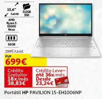 Auchan Portátil hp pavilion 15-eh1006np promoção
