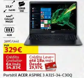 Auchan Portátil acer aspire 3 a315-34-c30q promoção