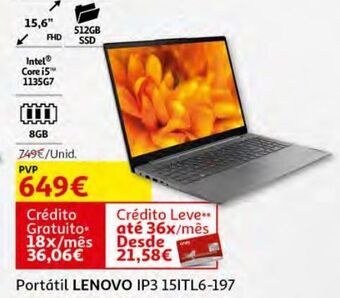 Auchan Portátil lenovo ip3 15itl6-197 promoção