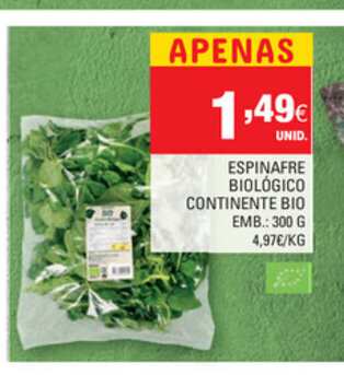 Espinafre Biológico Continente Bio 300g