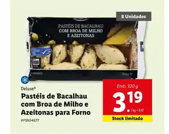 Lidl Pastéis de Bacalhau com Broa de Milho e Azeitonas para Forno promoção