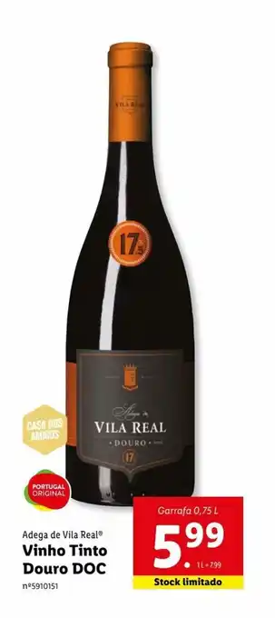 Lidl Adega de Villa Real Vinho Tinto Douro DOC promoção
