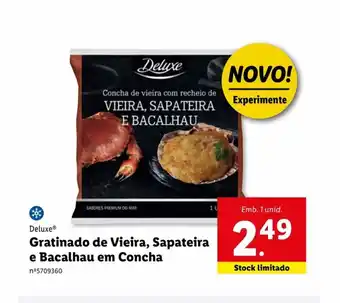 Lidl Deluxe Gratinado de Vieira, Sapateira e Bacalhau em Concha promoção