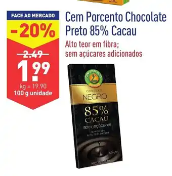 ALDI Cem Porcento Chocolate Preto 85% Cacau 100g promoção