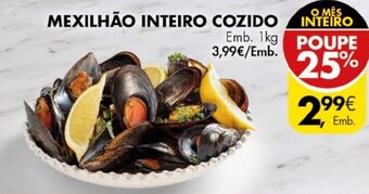 Pingo Doce Mexilhão Inteiro Cozido 1kg promoção