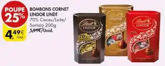 Pingo Doce Bombons Cornet Lindor Lindt 200g promoção