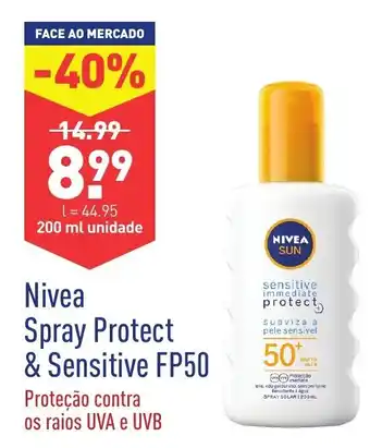 ALDI Nivea Spray Protect & Sensitive FP50 200ml promoção