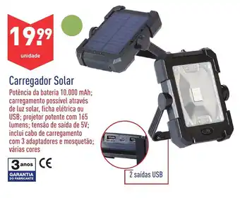 ALDI Carregador Solar 5V promoção