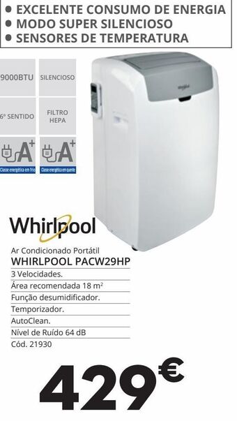 Conforama Ar condicionado portátil whirlpool promoção