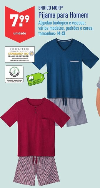 ALDI Enrico Mori Pijama para Homem M-XL promoção