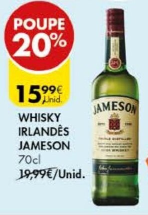 Pingo Doce Whisky Irlandês Jameson 70cl promoção