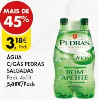 Pingo Doce Água C/Gás Pedras Salgadas Pack 4x1lt promoção
