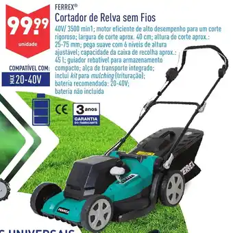 ALDI Frrex Cortador de Relva sem Fios 40V/3500min1 promoção