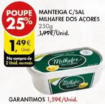 Pingo Doce Manteiga C/Sal Milhafre dos Açores 250g promoção