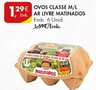 Pingo Doce Ovos Classe M/L Ar Livre Matinados 6 Unid promoção