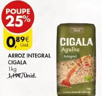 Pingo Doce Arroz Integral Cigala 1kg promoção