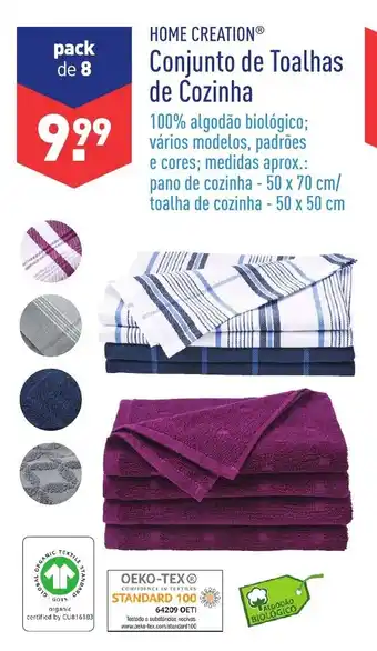 ALDI Home Creation Conjunto de Toalhas de Cozinha 50x50cm promoção
