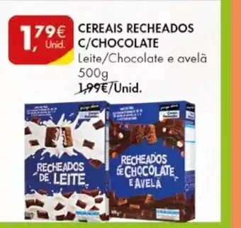 Pingo Doce Cereais Recheados C/Chocolate Leite / Chocolate e Avelã 500g promoção