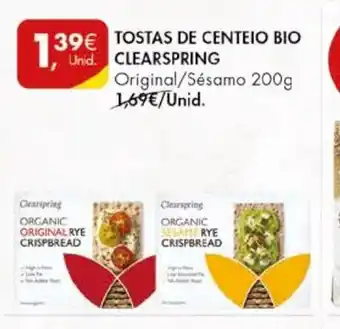 Pingo Doce Tostas De Centeio Bio Clearspring Original / Sesamo 200g promoção