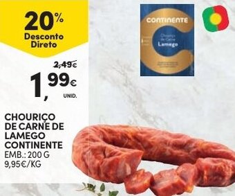 Continente Chouriço de Carne de Lamego Continente 200g promoção