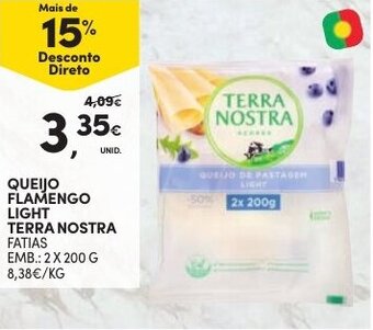 Continente Queijo Flamengo Light Terra Nostra 2 x 200g promoção
