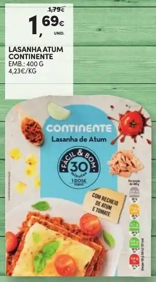 Continente Lasanha Atum Continente 400g promoção