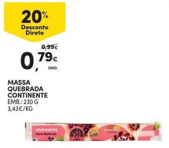 Continente Massa Quebrada Continente 230g promoção