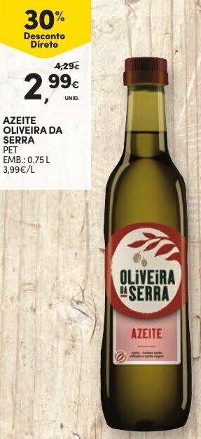 Continente Azeite Pet Oliveira da Serra 0,75L promoção