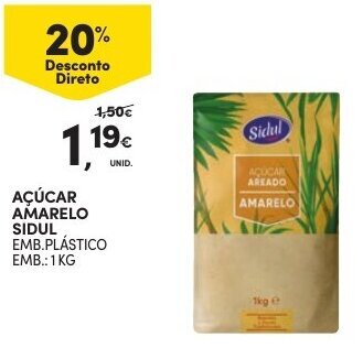 Continente Açúcar Amarelo Sidul 1kg promoção