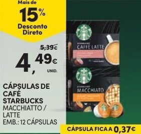 Continente Cápsulas de Café Starbucks 12 cápsulas promoção