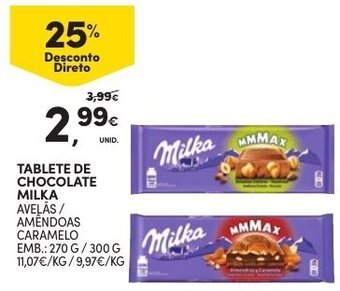 Continente Tablete de Chocolate Milka 270g / 300g promoção