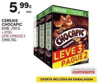 Continente Cereais Chocapic 750g + 375g promoção