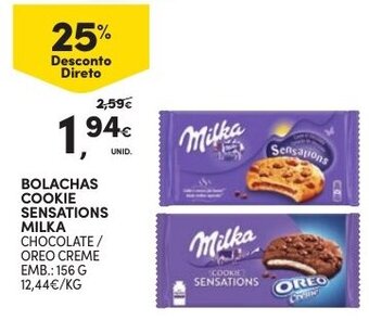 Continente Bolachas Cookies Sensations Milka 156g promoção