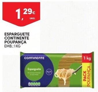 Esparguete Continente Poupança 1kg