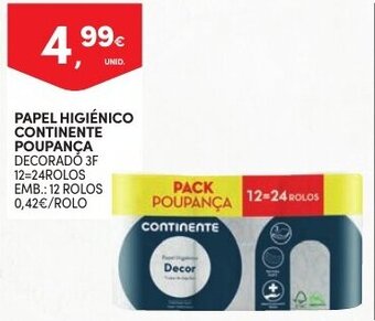 Continente Papel Higiénico Continente Poupança 12 rolos promoção
