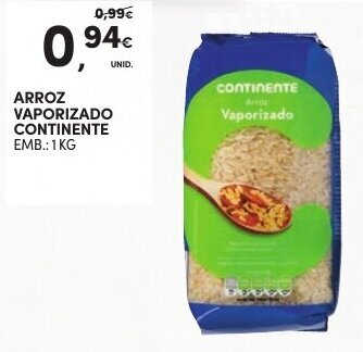 Continente Arroz Vaporizado Continente 1kg promoção