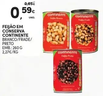 Continente Feijão em Conserva Continente 260g promoção