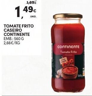 Continente Tomate Frito Caseiro Continente 560g promoção