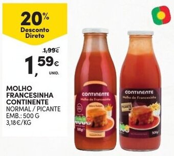 Continente Molho Francesinha Continente 500g promoção