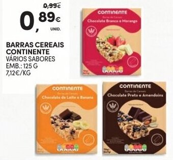 Continente Barras Cereais Continente 125g promoção