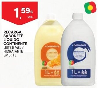 Continente Recarga Sabonete Líquido Continente 1L promoção