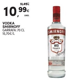 Continente Vodka Smirnoff 70cl promoção