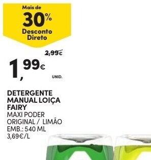 Continente Detergente Manual Loiça Fairy 540ml promoção