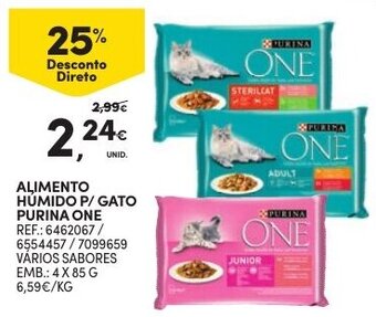 Continente Alimento Húmido p/Gato Purina One 4 x 85g promoção