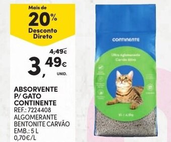 Continente Absorvente p/Gato Continente 5L promoção