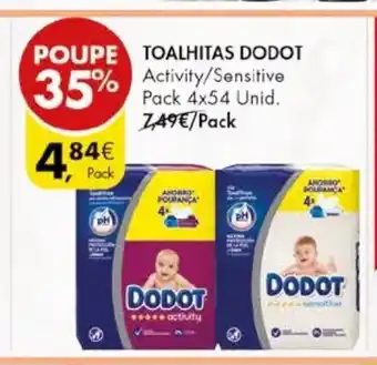 Pingo Doce Toalhitas Dodot Activity/Sensitive Pack 4x54 Unid promoção