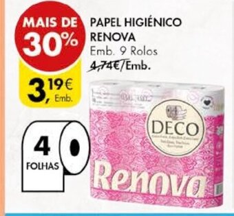 Pingo Doce Papel Higiénico Renova Emb. 9 Rolos promoção