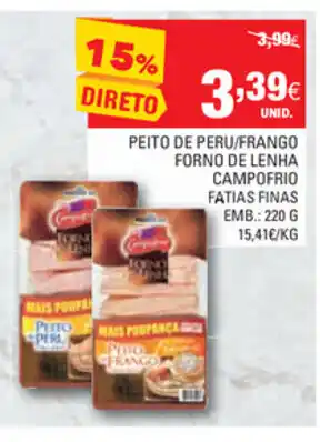 Continente Peito de Peru/Frango Forno Lenha Campofrio Fatias/Fatias Finas 120g promoção