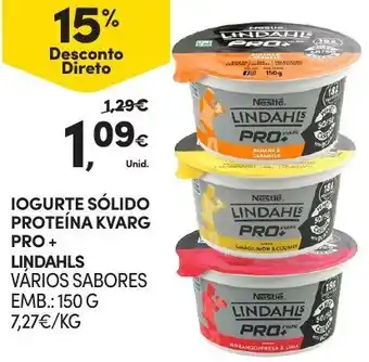 Continente Iogurte Sólido Proteína Kvarg Pro+ Lindahls 150g promoção