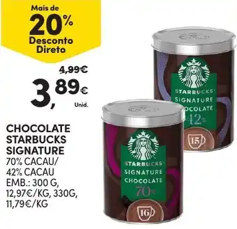 Continente Chocolate Starbucks 300g/330g promoção